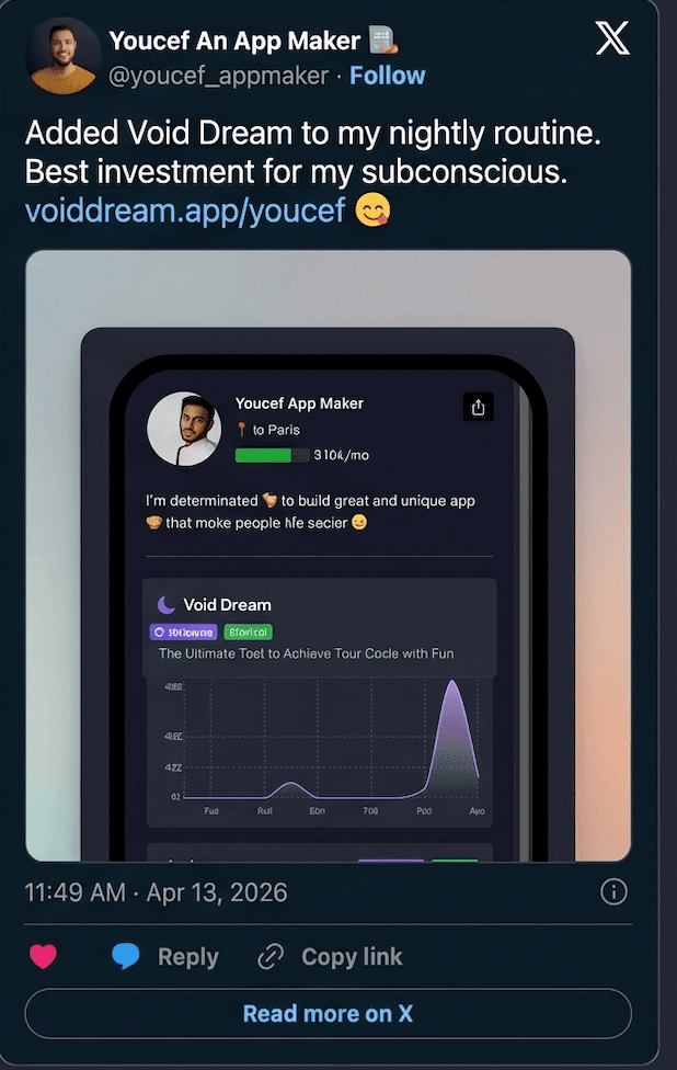Youcef on X: added Void Dream to nightly routine